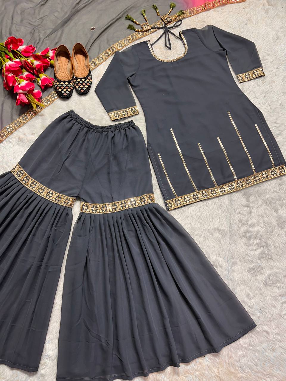 New Designer Party Wear Look Top Sharara Plazzo  and Dupatta