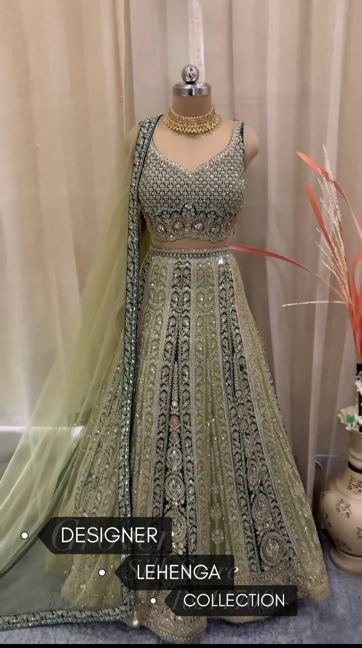 DESIGNER EMBROIDERY SEQUENCE WORK TOP LEHENGAS WITH DUPATTA SET