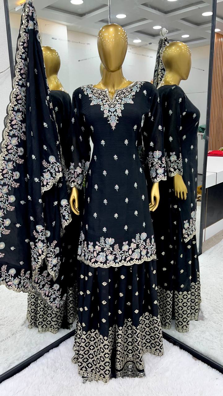 New Designer Party Wear Look Fancy Top Dupatta and Fully Stitched Sharara