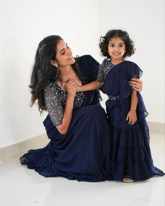 MOTHER DAUGHTER COMBO And NEW DESIGNER PARTY WEAR LAHENGA SAREE