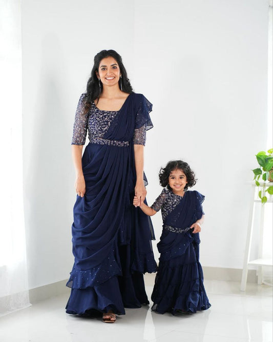 MOTHER DAUGHTER COMBO And NEW DESIGNER PARTY WEAR LAHENGA SAREE