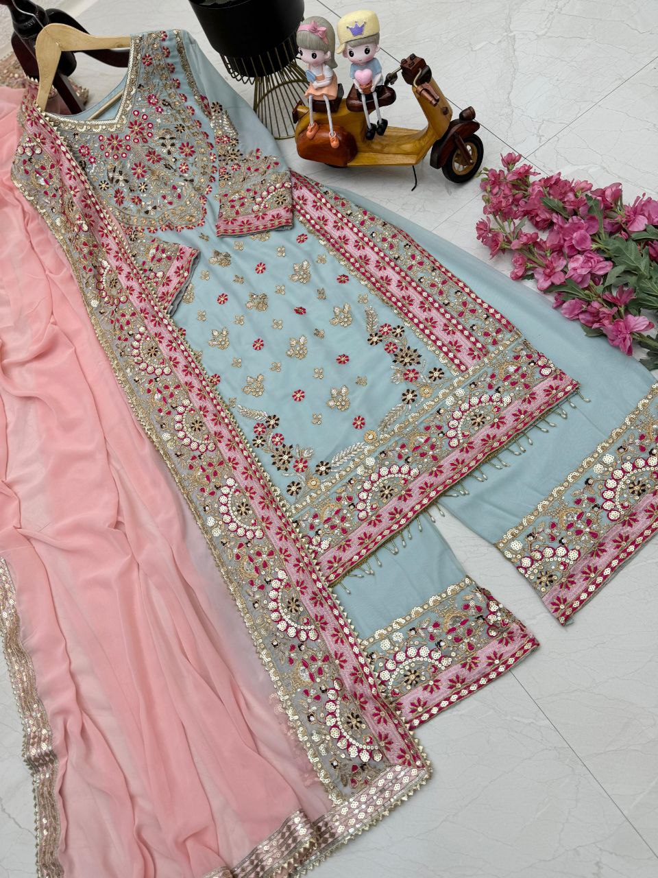 New Designer Party Sharara Suit & Dupatta Set