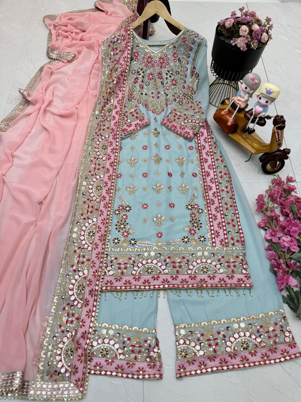 New Designer Party Sharara Suit & Dupatta Set