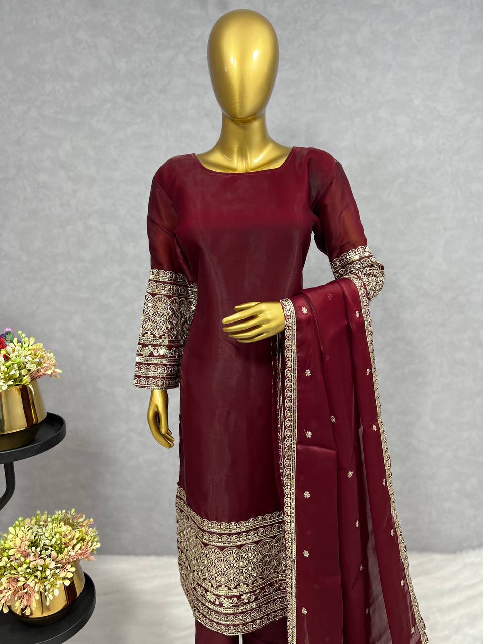 NEW TRDITIONAL COLLECTION 3 PIECE FANCY KURTI WITH BOTTOM AND BEAUTIFUL DUPATTA