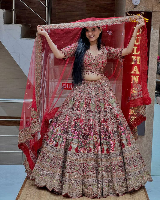 Launching 4 meter flared Fox Georgette Lehenga