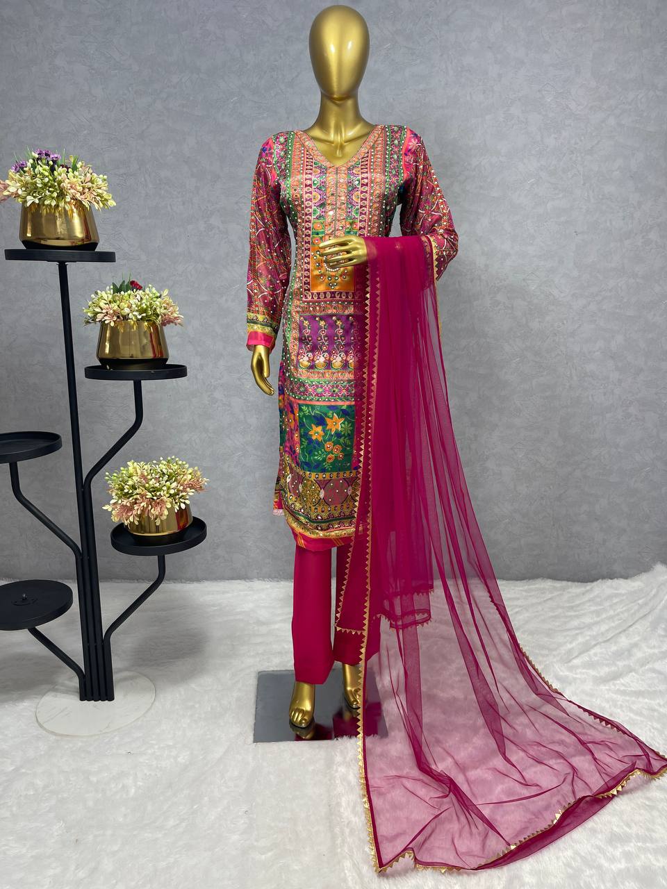 3 PIECE FANCY KURTI WITH PENT AND BEAUTIFUL DUPATTA