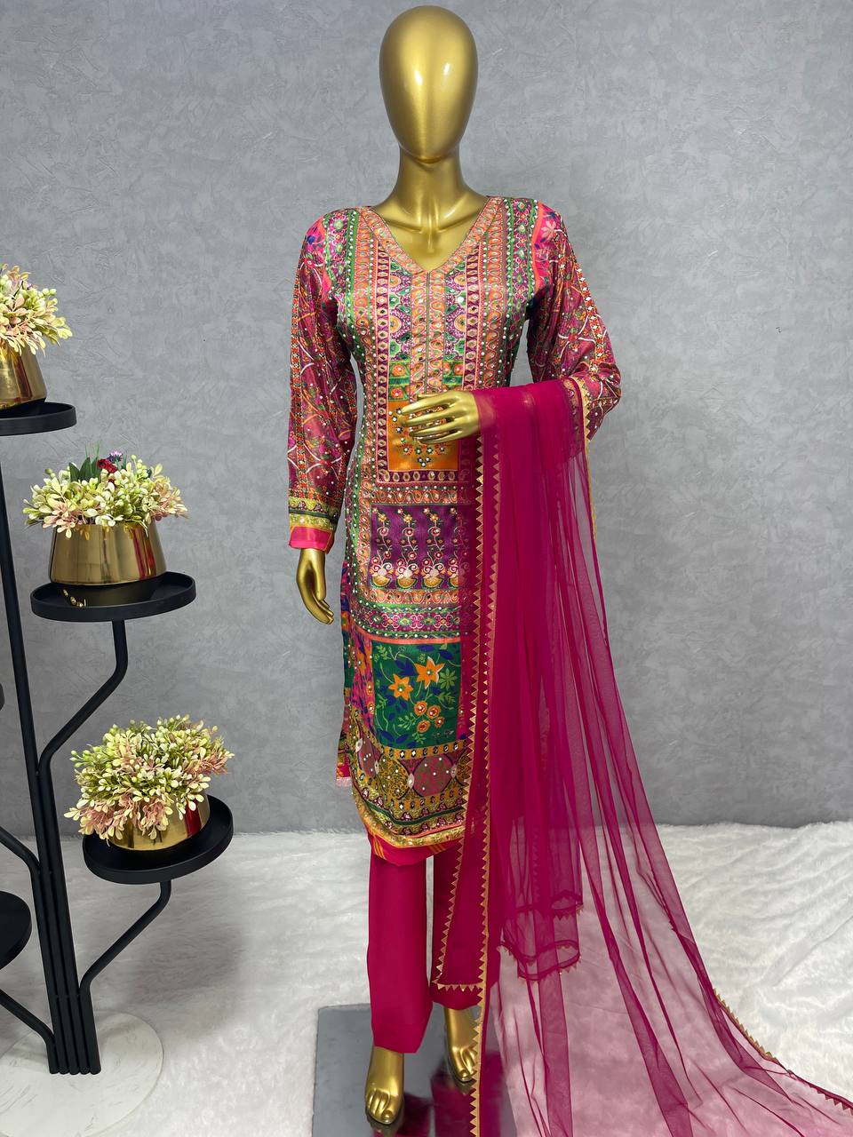 3 PIECE FANCY KURTI WITH PENT AND BEAUTIFUL DUPATTA