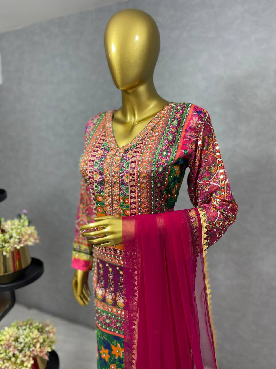 3 PIECE FANCY KURTI WITH PENT AND BEAUTIFUL DUPATTA