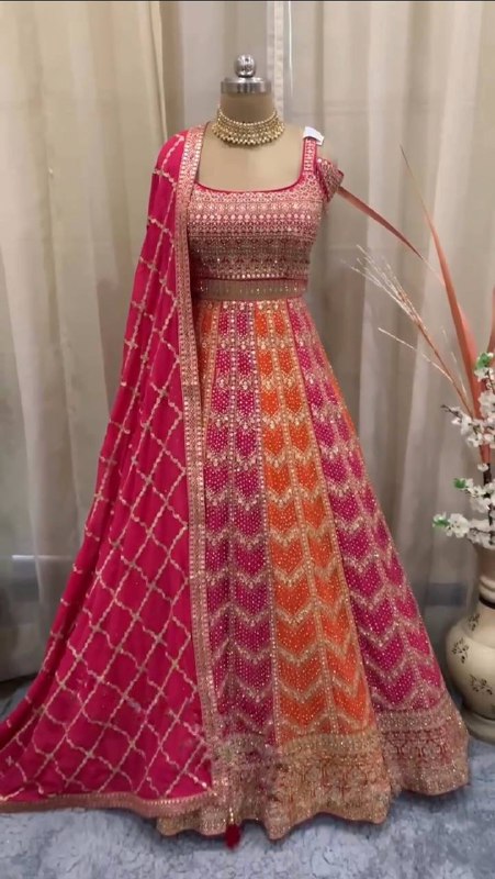 Launching 4 meter flared Fox Georgette Lehenga