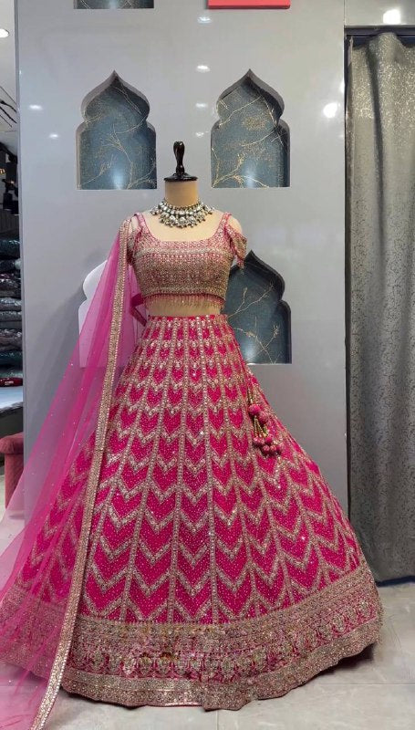 Launching 4 meter flared Fox Georgette Lehenga