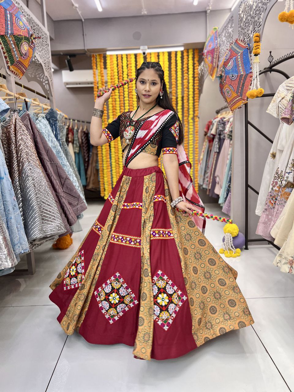 Multi Piramit Lehenga (Full Stitched)