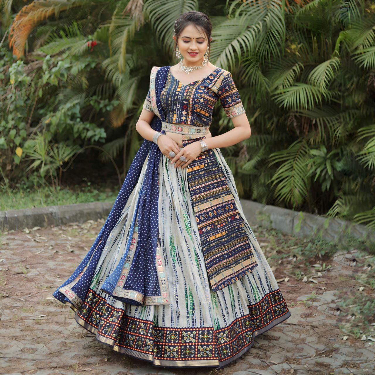 Traditional Royal Blue lahenga Choli (Full stitched)