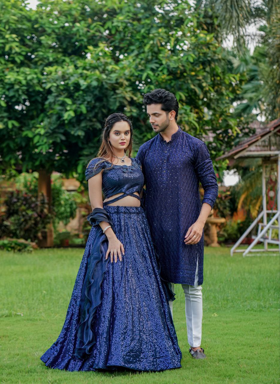 Cinderella Sequence Lahenga* (Full Stitched) Couple Set