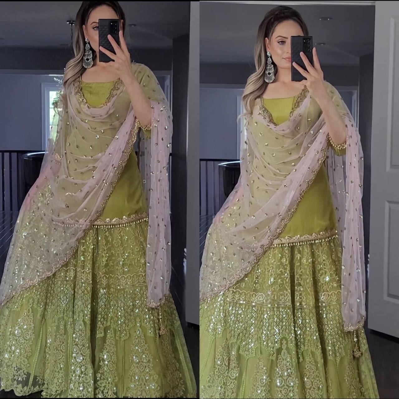 YELLOW  COLOUR LEHENGA WITH TOP AND  DUPATTA