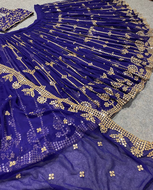 DARK BLUE COLOUR 9MM SEQUNCE EMBLISHED LEHENGA CHOLI