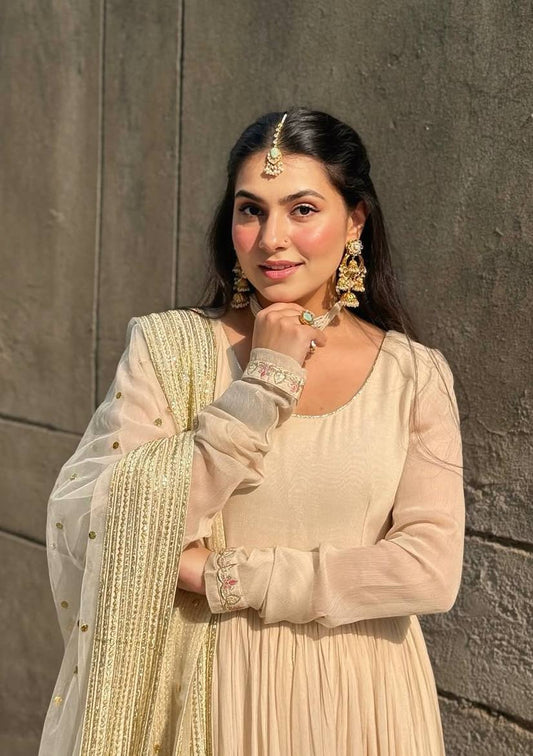 Georgette With Heavy 3/mm Sequins & Zari Thread Embroidered work Gown