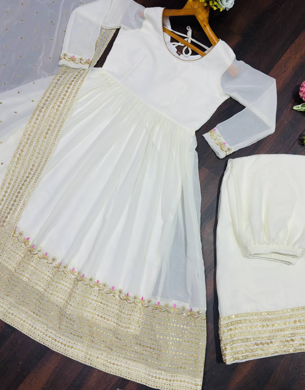 Georgette With Heavy 3/mm Sequins & Zari Thread Embroidered work Gown