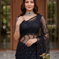 Net Bidds sequence pearls Embroidery Work Saree