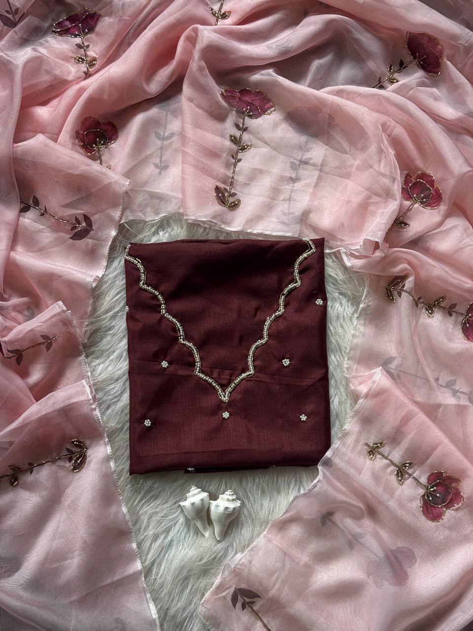 RICH CELEBRITY STYLE HANDWORK SOFT SAREE