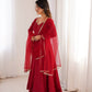 PURE ROMANSILK CHANDERI FABRIC FULLY FLARE ANARKALI