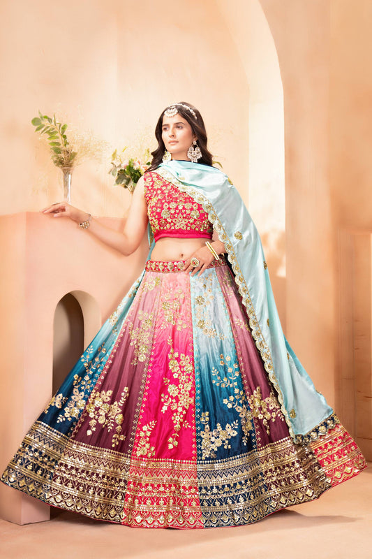 Chinon Pedding Sequins and Zari Embroidery Work Choli