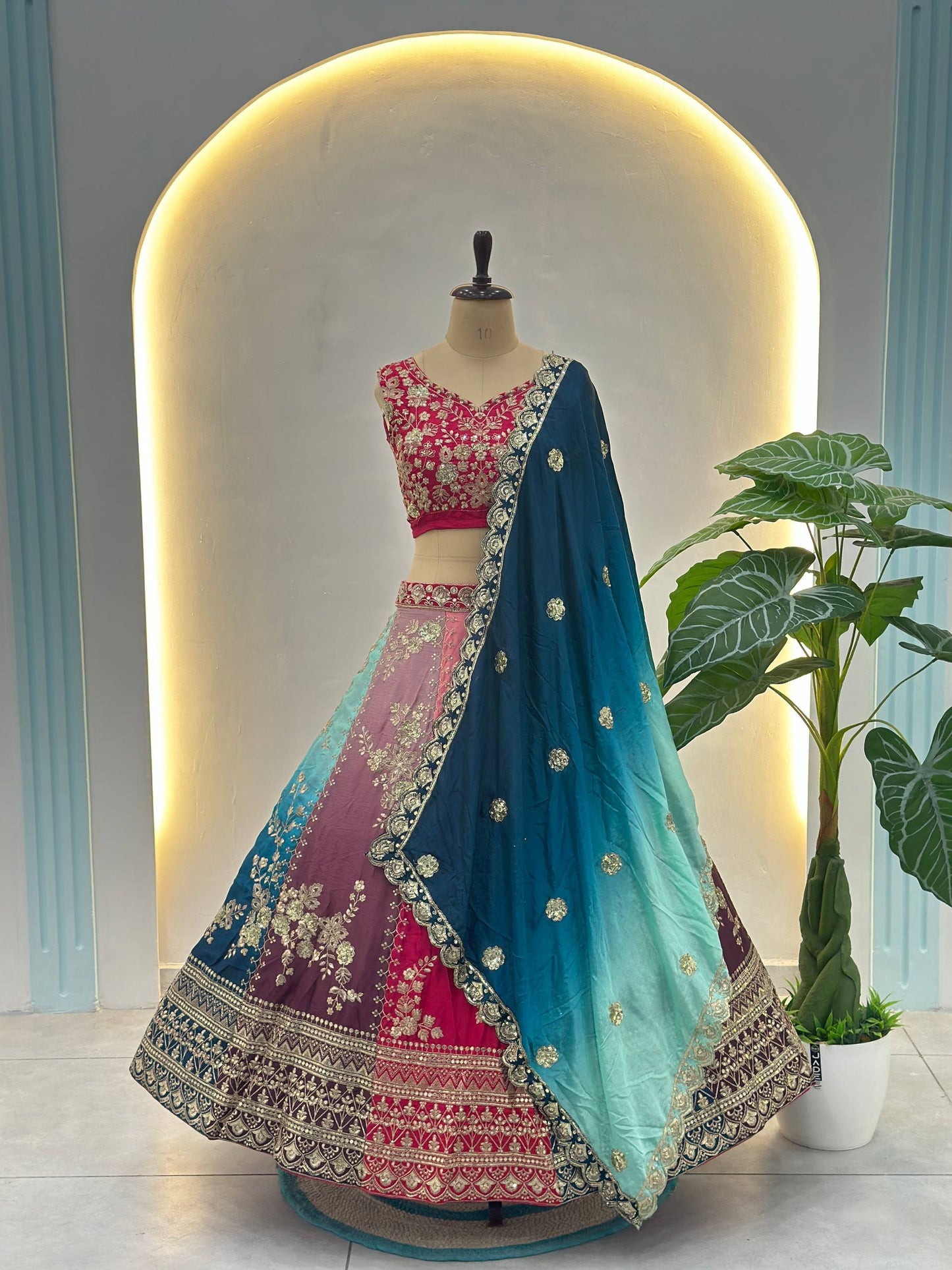Chinon Pedding Sequins and Zari Embroidery Work Choli