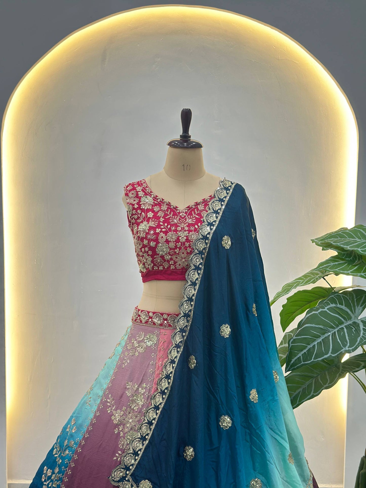 Chinon Pedding Sequins and Zari Embroidery Work Choli