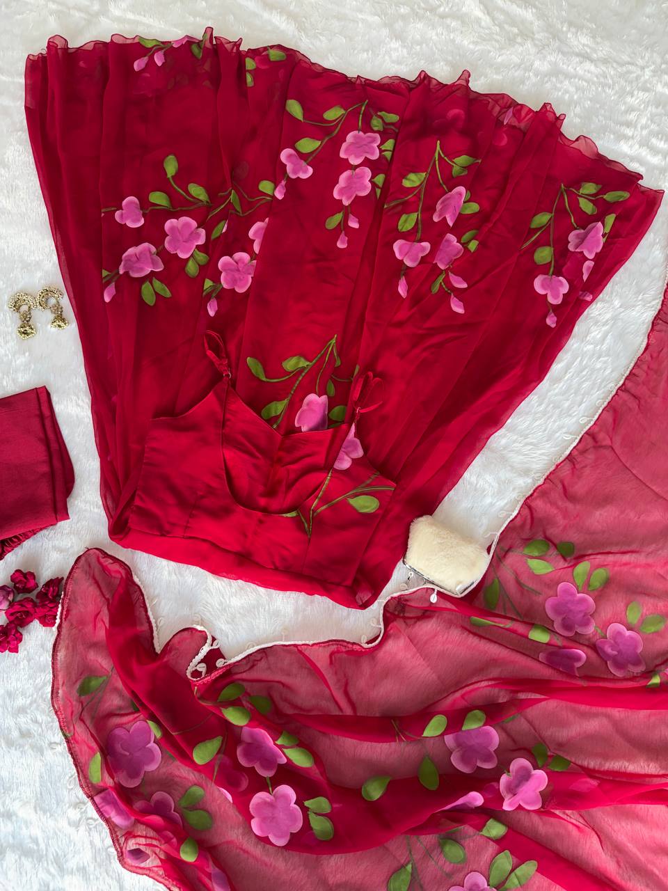 Georgette handpainted Anarkali suit