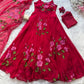 Georgette handpainted Anarkali suit