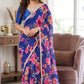 Soft pure Georgette golden diamond work sarees