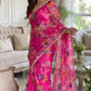 Soft pure Georgette golden diamond work sarees