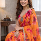 Soft pure Georgette golden diamond work sarees