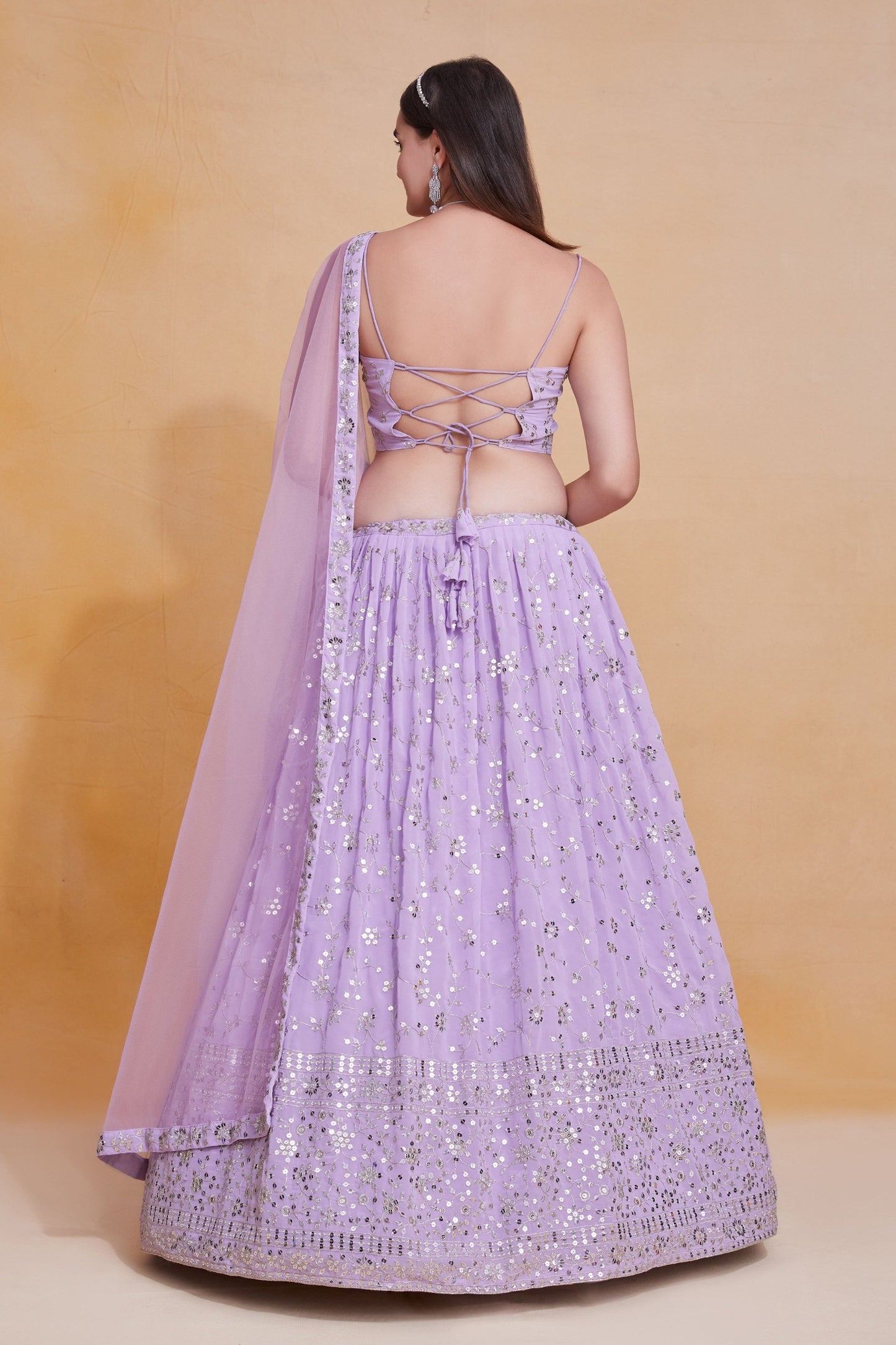 Premium Georgette Heavy Zari & Sequence Embroidery Lehenga Fabric