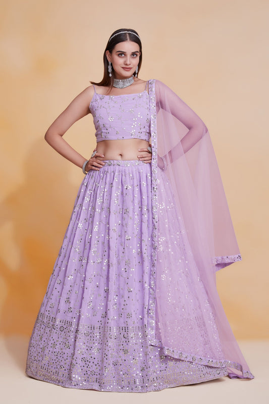 Premium Georgette Heavy Zari & Sequence Embroidery Lehenga Fabric