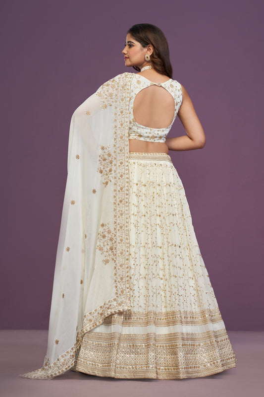 Premium Georgette Heavy Zari & Sequence Embroidery Lehenga Fabric