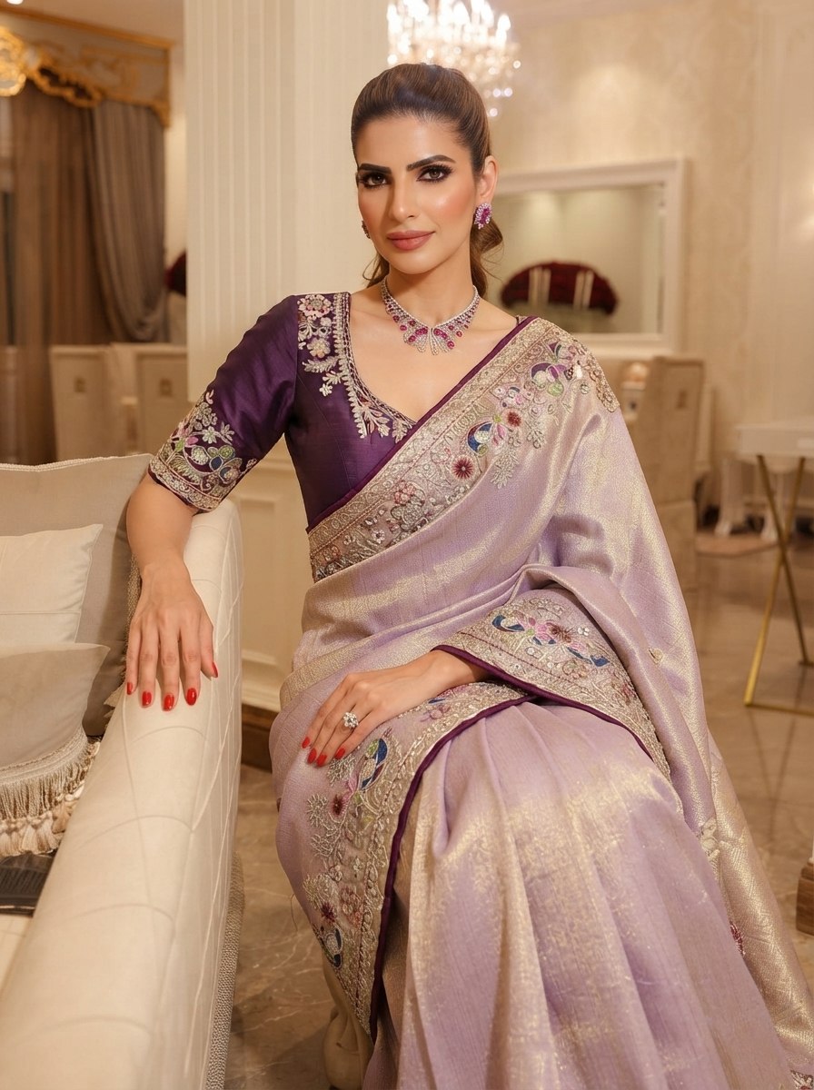 Wedding Wear Pure Kanjivarm Silk Heavy Embroidery Work Saree