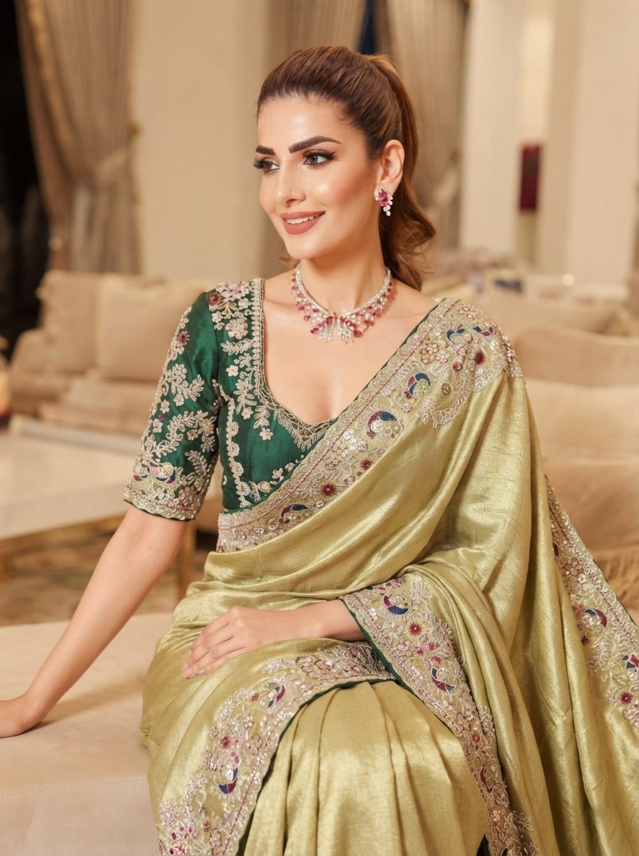 Wedding Wear Pure Kanjivarm Silk Heavy Embroidery Work Saree
