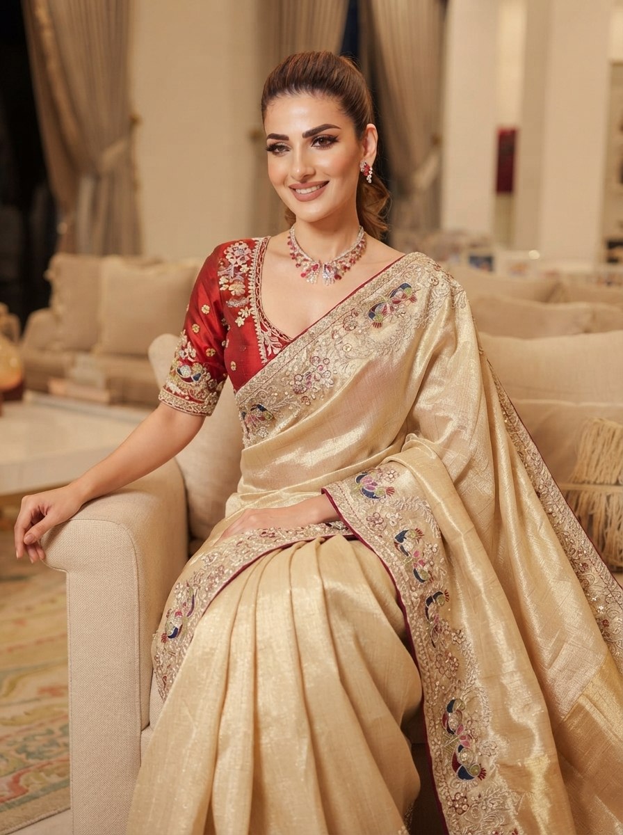 Wedding Wear Pure Kanjivarm Silk Heavy Embroidery Work Saree