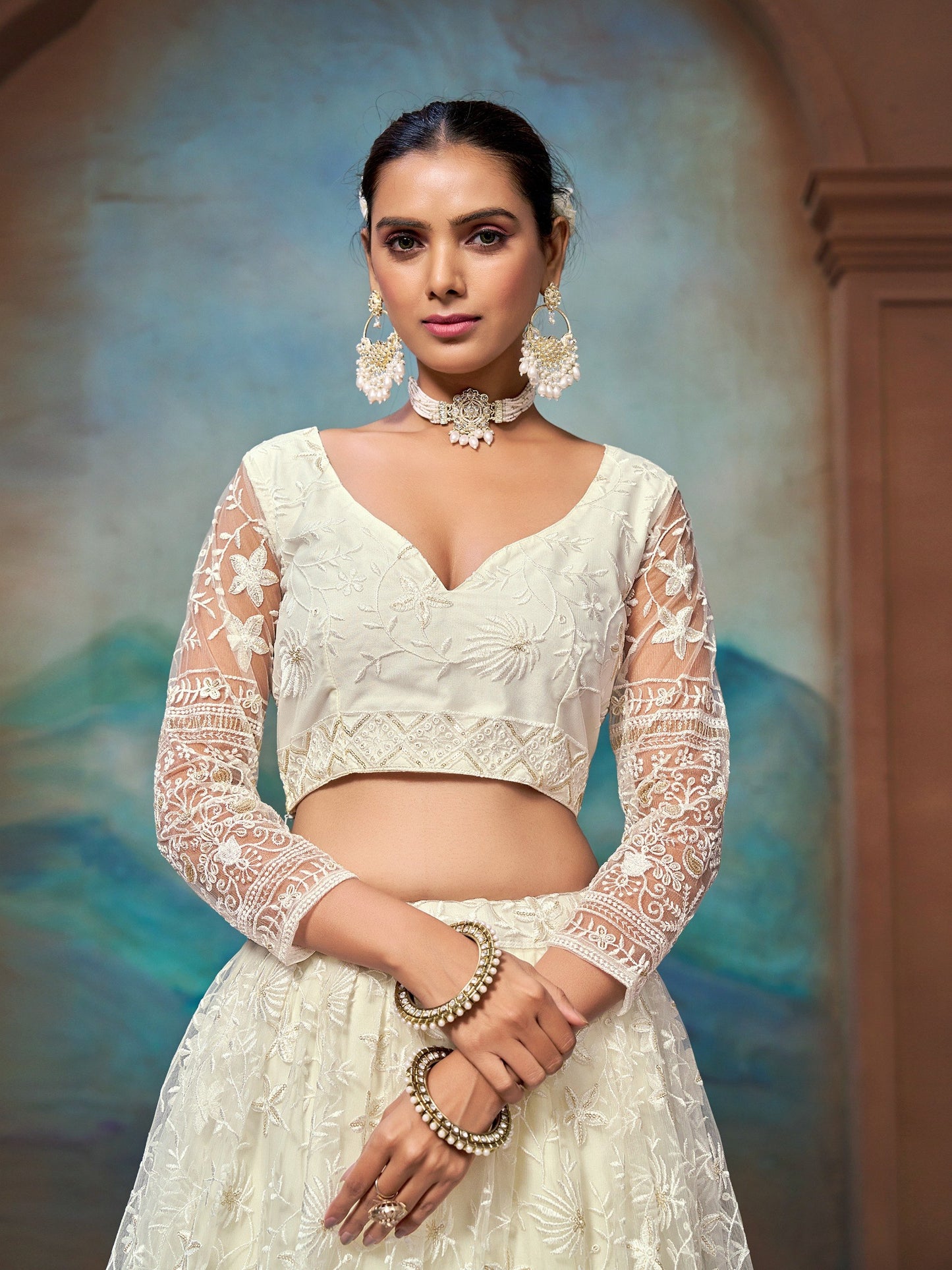 Soft Net Heavy Zari Sequence & Embroidery Work Choli