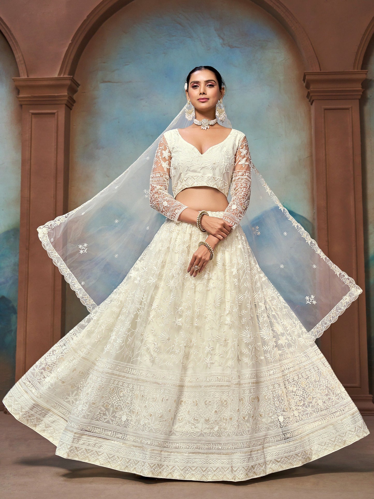 Soft Net Heavy Zari Sequence & Embroidery Work Choli