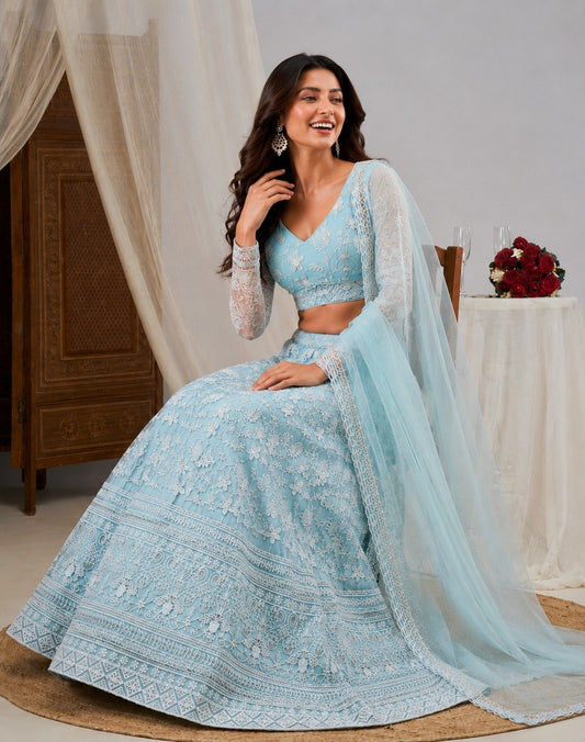 Soft Net Heavy Zari Sequence & Embroidery Work Choli