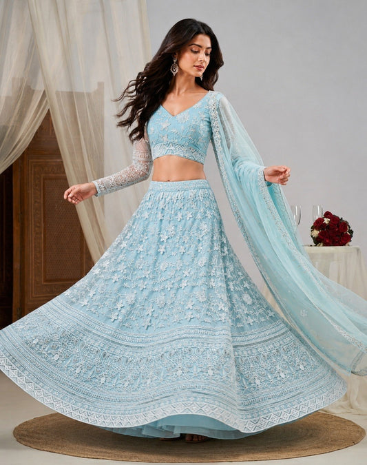 Soft Net Heavy Zari Sequence & Embroidery Work Choli
