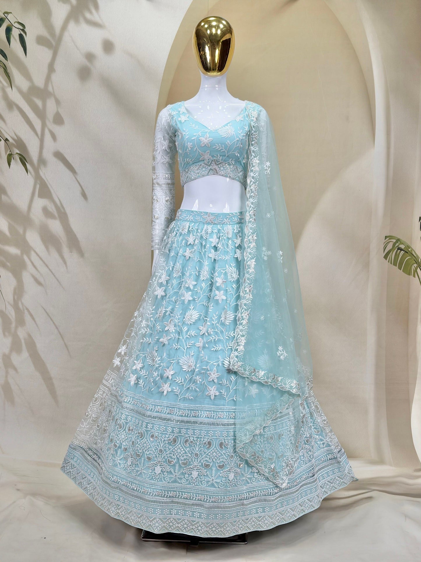 Soft Net Heavy Zari Sequence & Embroidery Work Choli