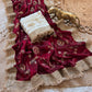 Pure Space Silk With Beautiful Gold Beeds (Bhungali) Work Saree