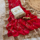 Pure Space Silk With Beautiful Gold Beeds (Bhungali) Work Saree