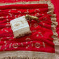 Pure Space Silk With Beautiful Gold Beeds (Bhungali) Work Saree