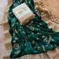 Pure Space Silk With Beautiful Gold Beeds (Bhungali) Work Saree
