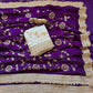 Pure Space Silk With Beautiful Gold Beeds (Bhungali) Work Saree