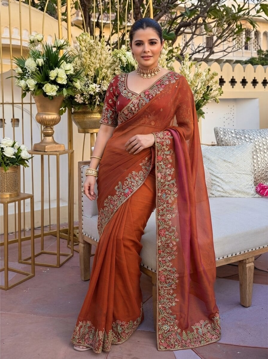 Party & Wedding Wear Soft  Fendy Satin silk Saree