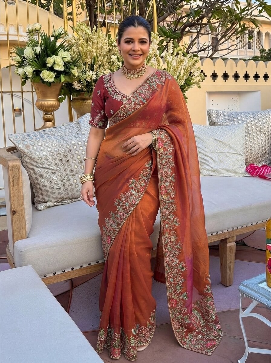 Party & Wedding Wear Soft  Fendy Satin silk Saree